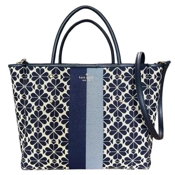 Kate Spade Floral Everything Tote Blue Medium Crossbody Strap & Top Handle NWT - Picture 2 of 8